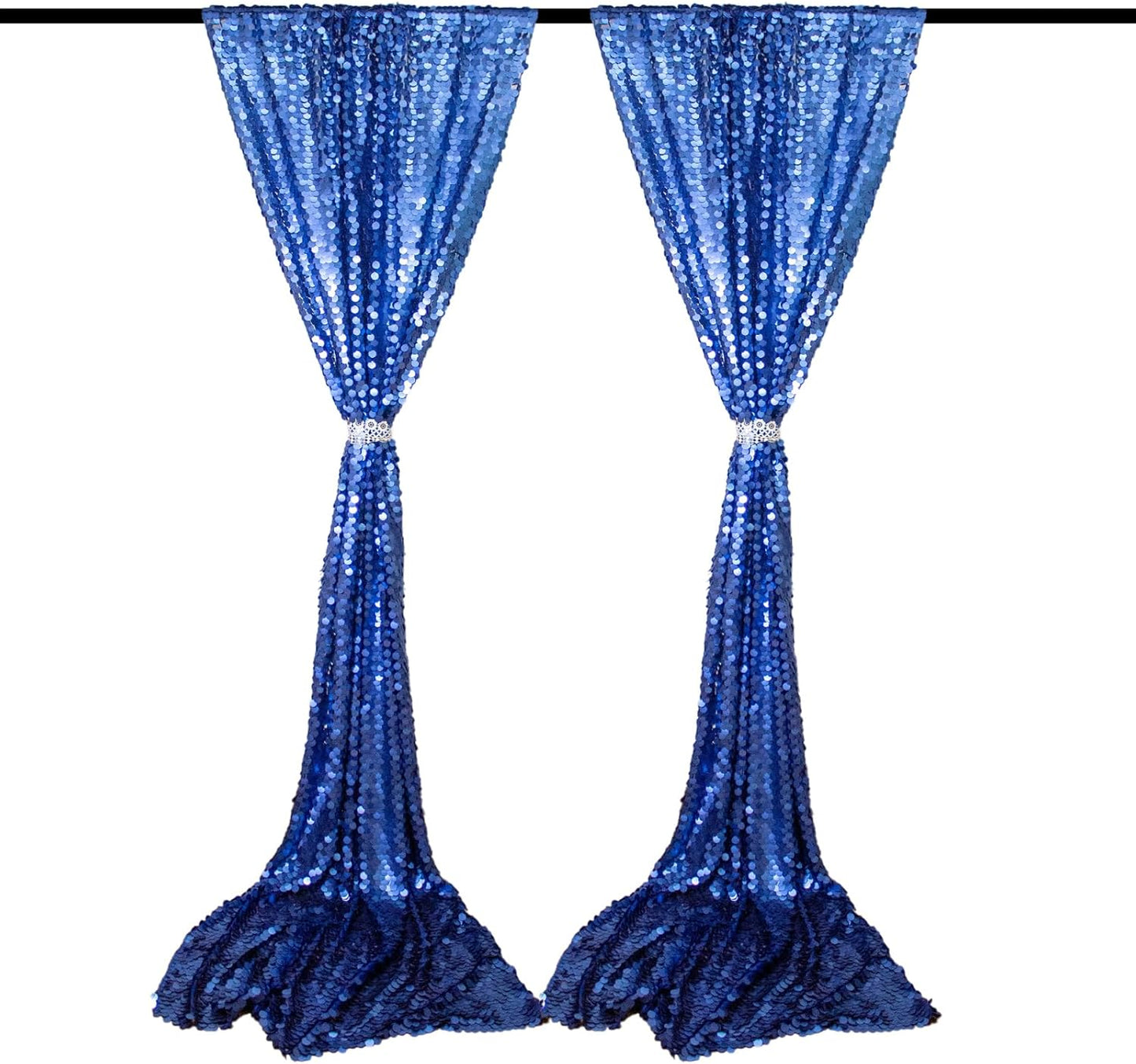 JYFLZQ Blue Payette Sequin Backdrop Curtains 4ft x 8ft 2 Panels Shimmer Wall Backdrop Big Sequin Background Thick Glitter Photo Booth Backdrops for Parties