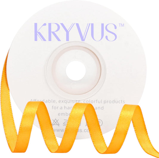 Yellow Satin Ribbon 1/4 inch X Continuous 25 Yards, Single Face Polyester Ribbon Perfect for Gift Wrapping, Flower Bouquet, Wedding Decor, Crafts, Bow Making, Sewing and More