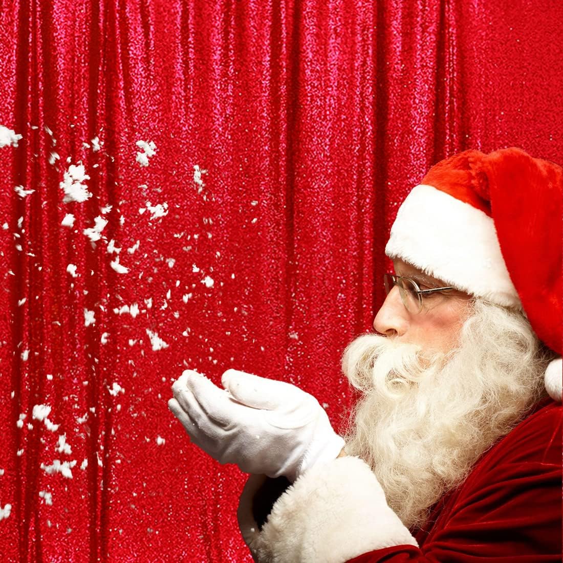 Poise3EHome 6FT x 8FT Red Sequin Photography Backdrop Curtain for Christmas Party Decoration