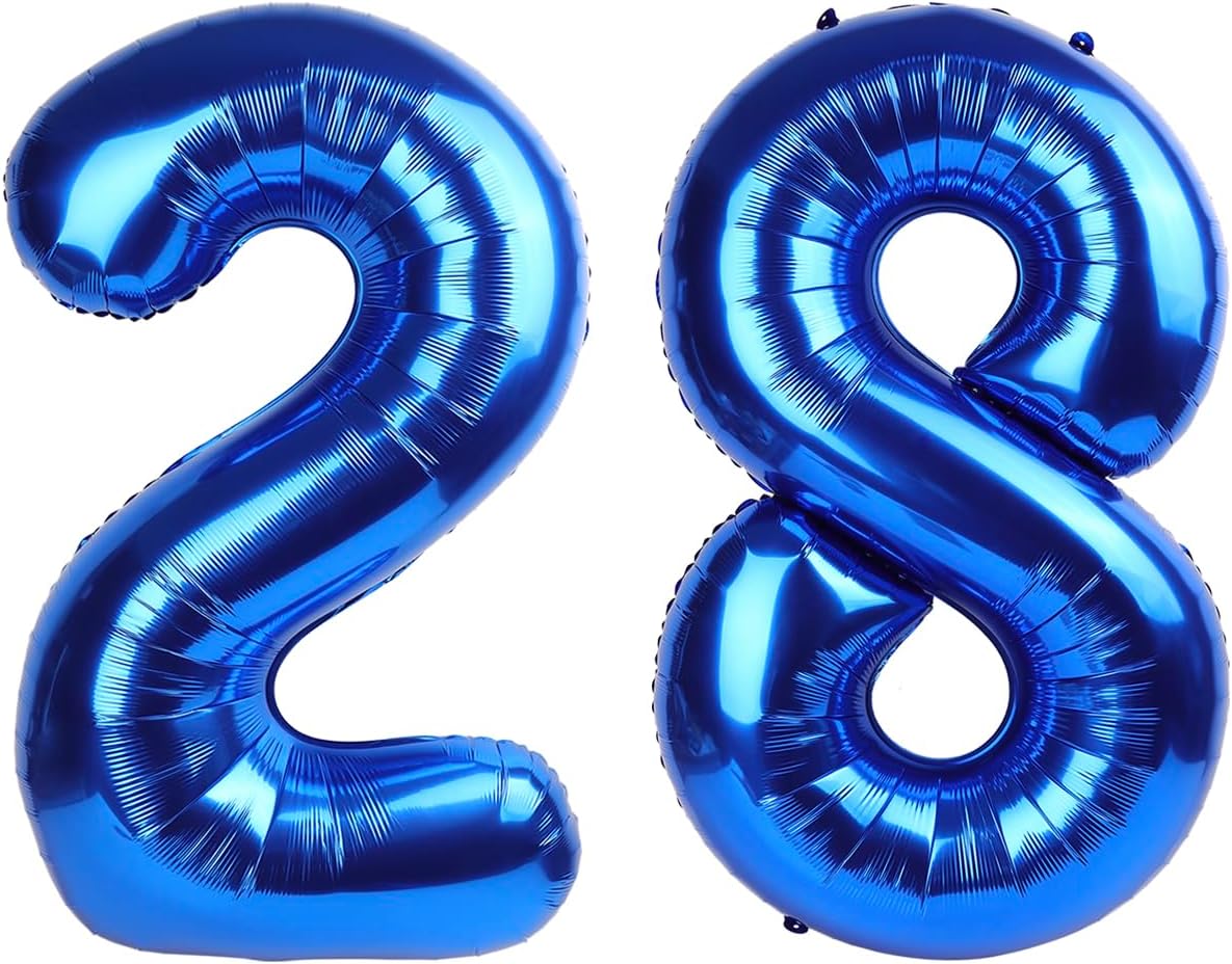 Giant Navy Blue 28 Balloon Number 40 Inch, 28 Number Balloons Birthday Supplies, 28 Year Old Birthday Party Celebration, 28 Balloons Graduations Anniversary Decorations
