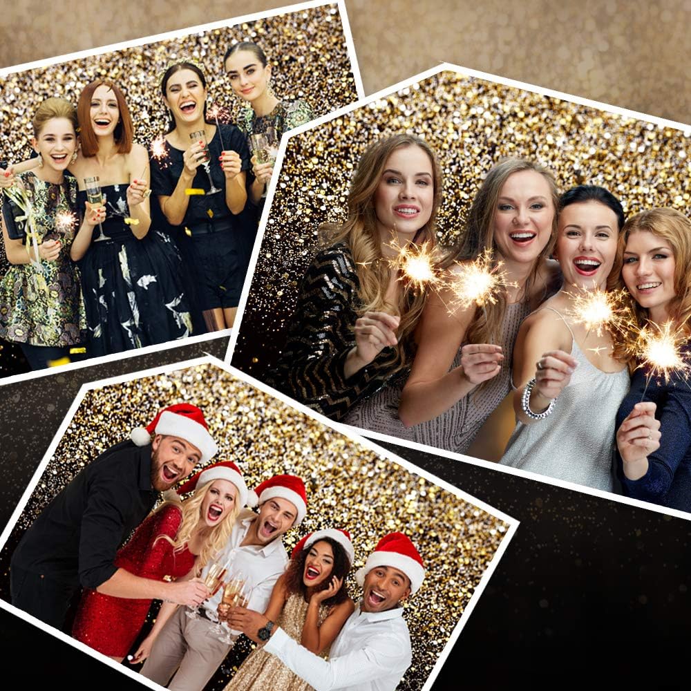 SJOLOON Black and Gold Backdrop Gold Spots Backdrop Vinyl Photography Backdrop Vintage Background for Family Birthday Party Newborn Studio Props 11547(10x10FT)