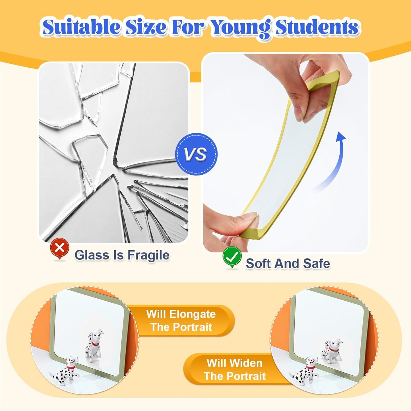 Dandat 10 Pcs Small Mirrors for Kids 6 x 6 Inch Square Shatter Proof Reflector Toddler Glass Plastic Reflector for Classroom DIY Craft Preschool Facial Expression (Earth Colors)