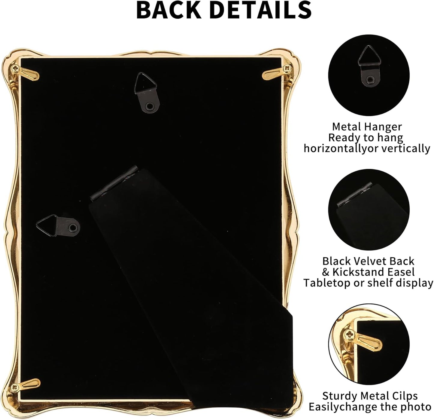 4 x 6'' Premium Alloy Gold Photo Frame - High-End Décor Picture Frames 6x4'' with Velvet Backing,Hi End Décor Metal Frames