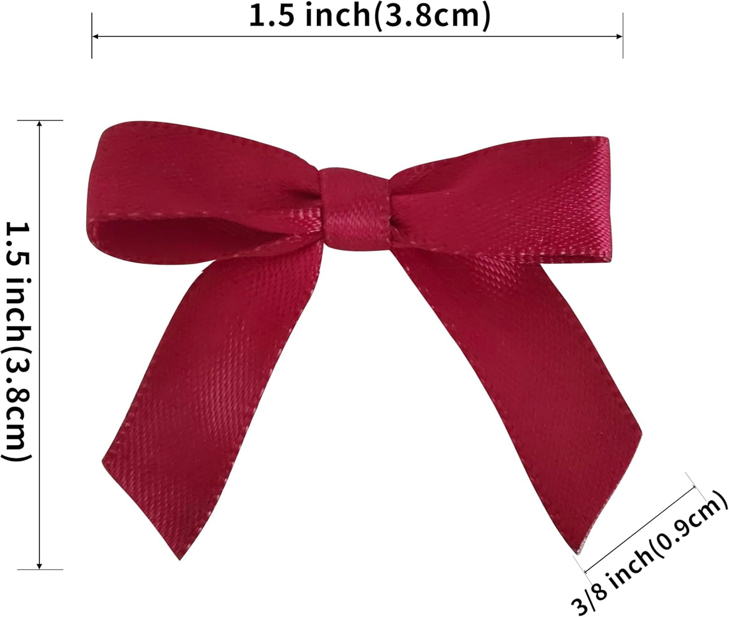 50pcs 1-1/2" Burgundy Satin Ribbon Bows Without Twist Ties Giant Bows for Christmas Holiday Gift Packing&Wrapping (Burgundy)