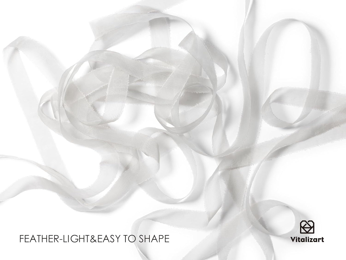 Vitalizart Organza Ribbon Frayed Sheer Organza White Pink Grey Set 3/8" Silk Like Ribbons for Valentines Day Gift Wrapping Craft Flower Bouquet Wedding Invitations Mesh Fabric 15 Yards