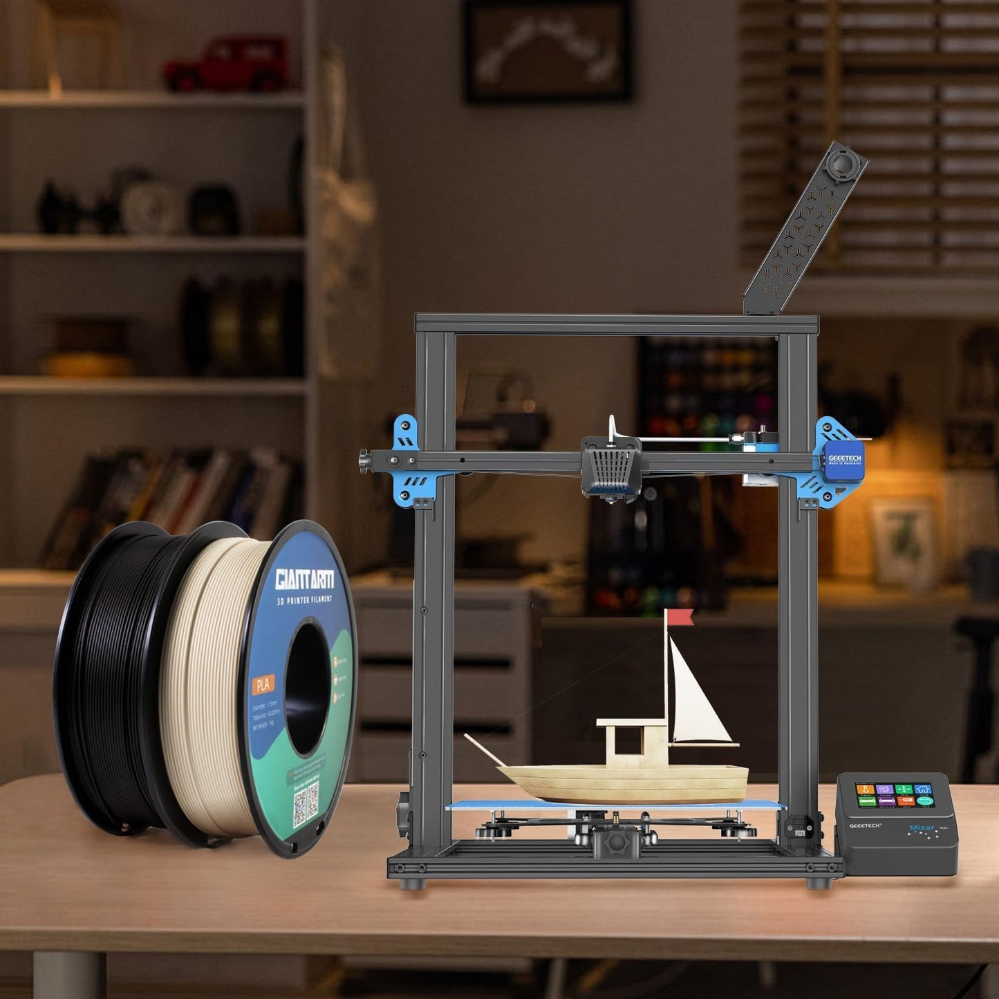 GIANTARM 3D Printer Filament,Black & Grey 2kg PLA Filament 1.75mm,Dimensional Accuracy +/- 0.02 mm,2pcs 1kg Spool (2.2lbs) Fit Most FDM 3D Printers