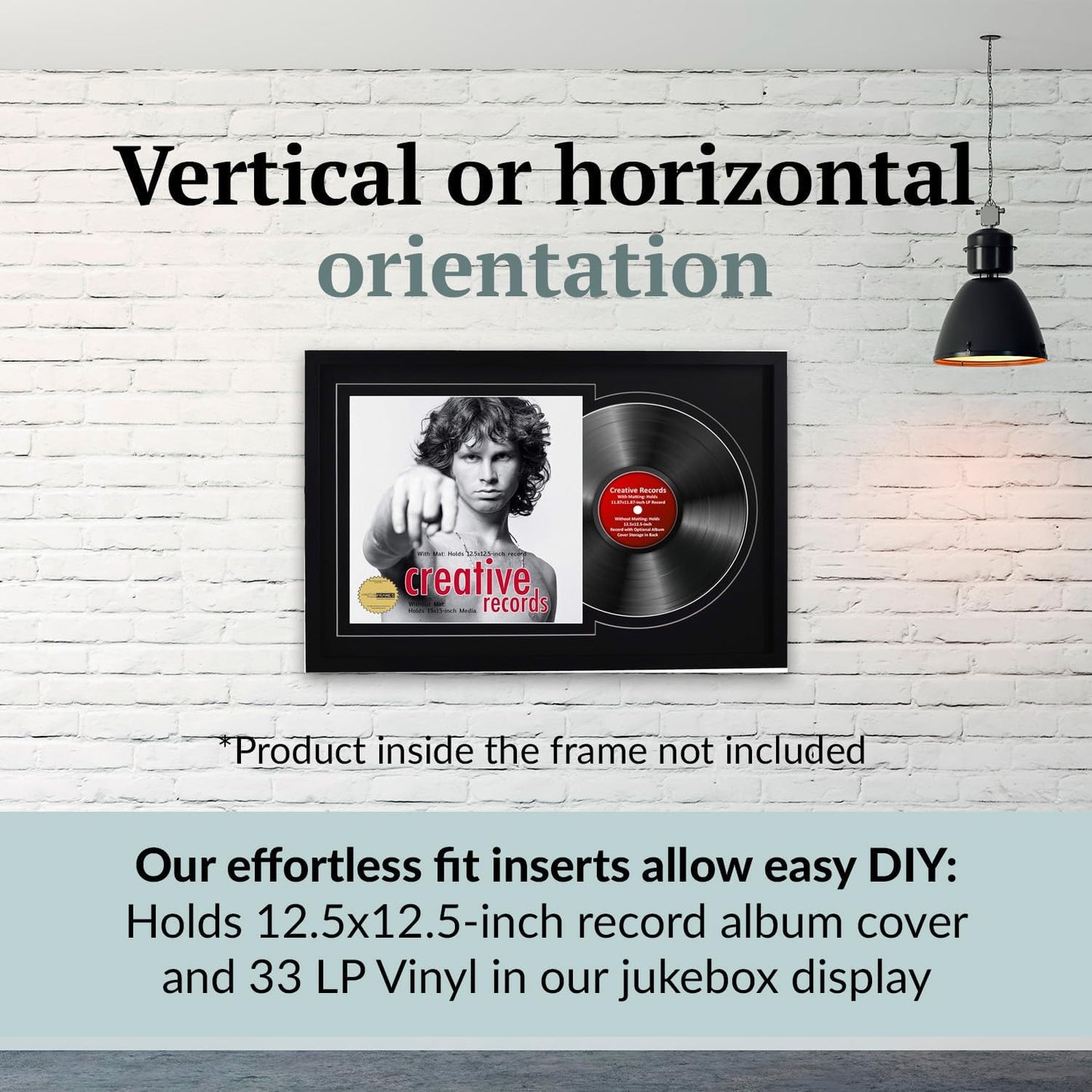 Creative Picture Frames 16" x 24" Jukebox Vinyl Frame Display with Double Matting, LP Record Album Frame for Wall Decor, Black/Black, Pack of 4