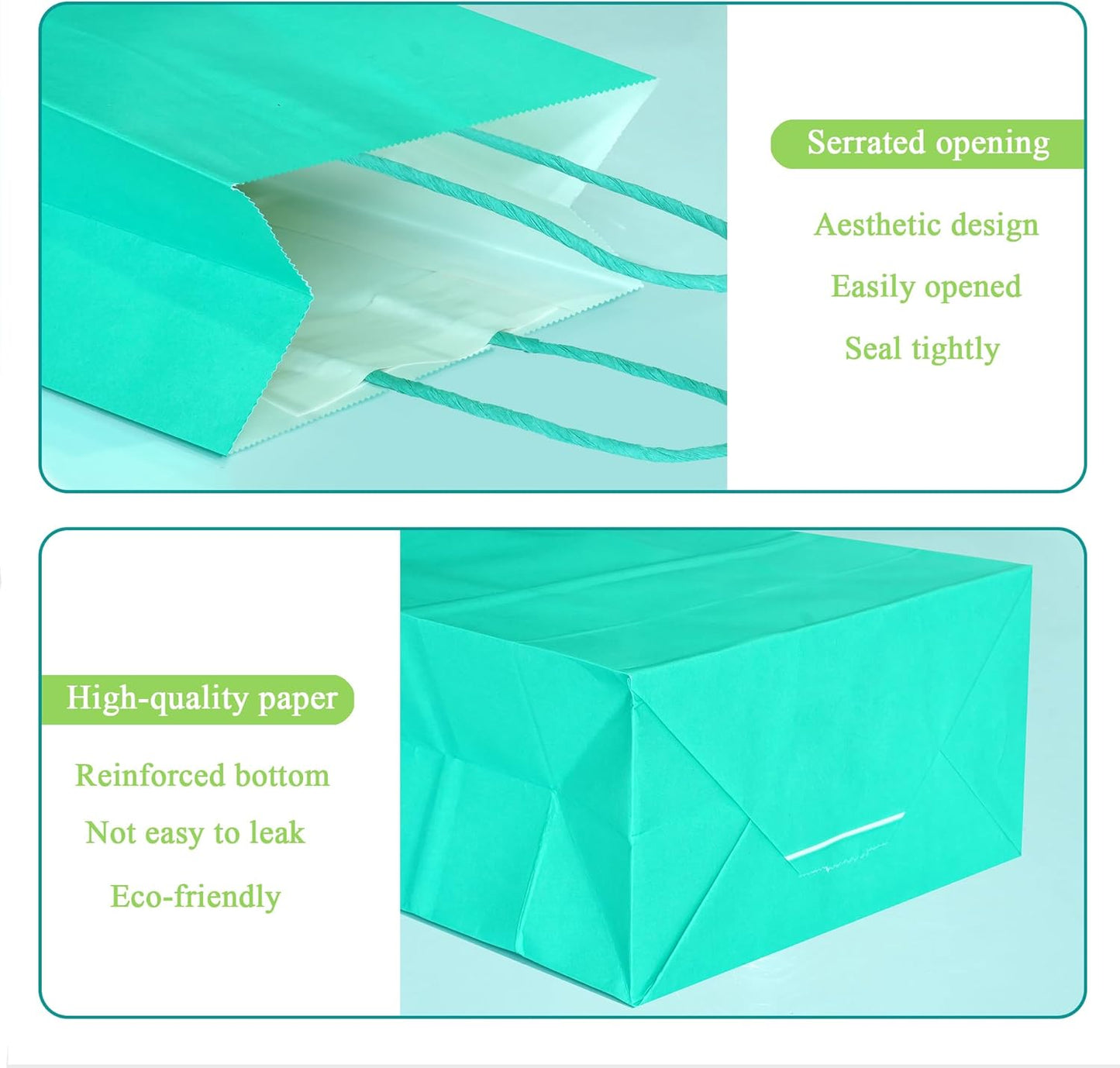 25 PCS Small Teal Blue Gift Bags Turquoise Paper Bags with Handles for Party Favor (8.2 x 6 x 3.1 in)