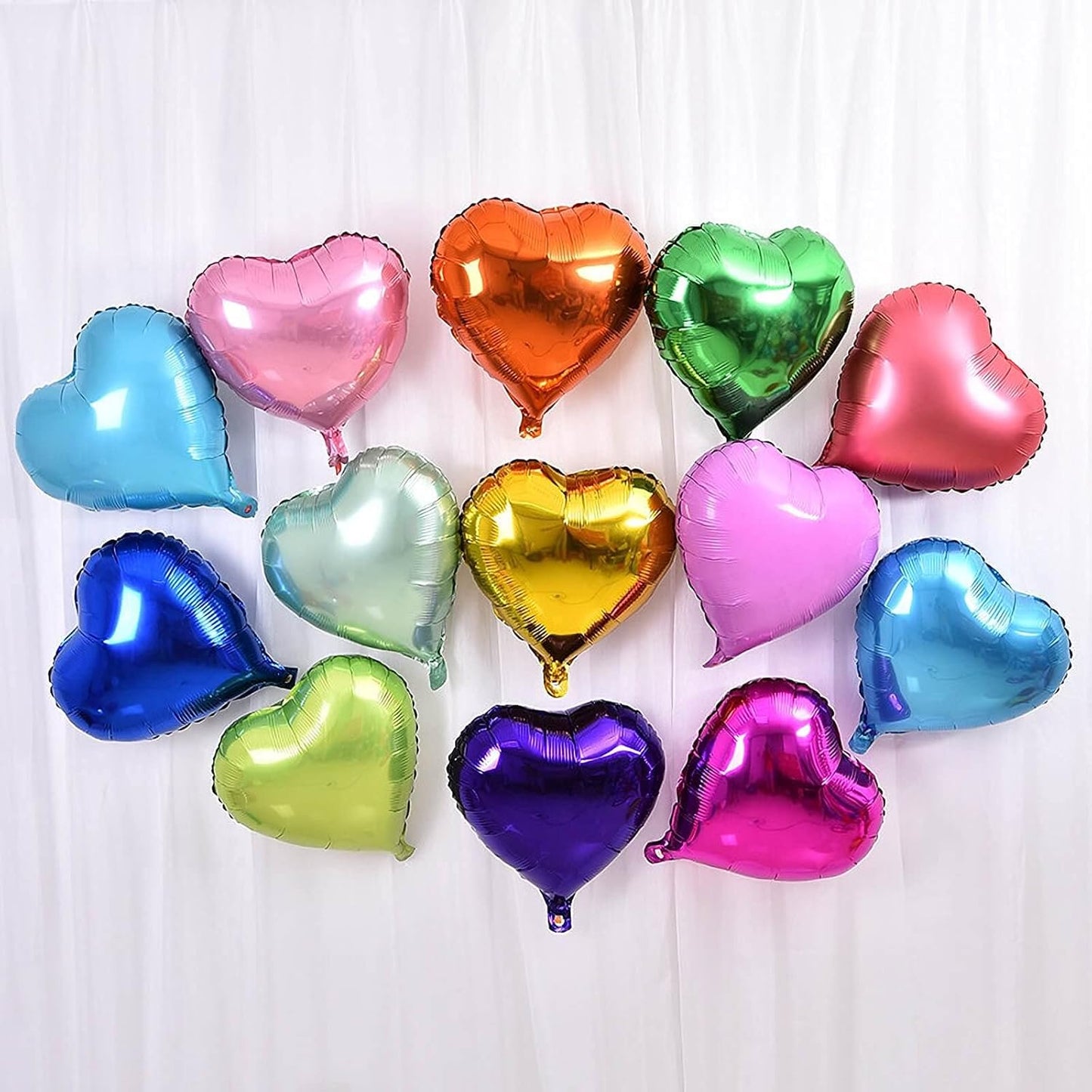10Pcs Purple Foil Heart Shaped Balloons 18 Inch Mylar for Baby Shower, Wedding, Valentine Decorations - Love Party Decor