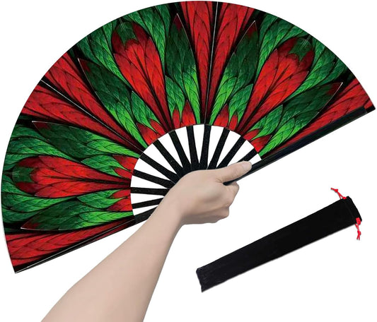 Boots on The Ground Fan, Large Folding Hand Fan for Women and Men, Popping Fans for Line Dancing for Raves, EDM, Dance Party, and Home Decoration