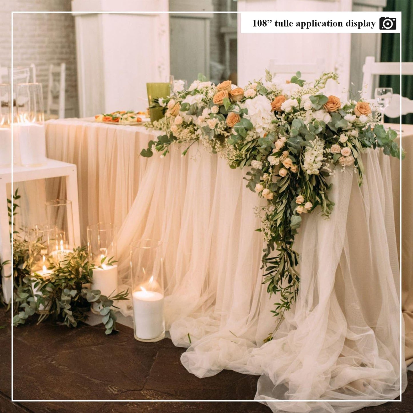 108" White Tulle Fabric Roll, Extra Large Matte Tulle Netting Bolt for Wedding Ceiling Drapes Arch Banquet Party Decorations Tutu Skirt Baby Shower DIY Crafts Gift Wrapping (10 Yards, White)