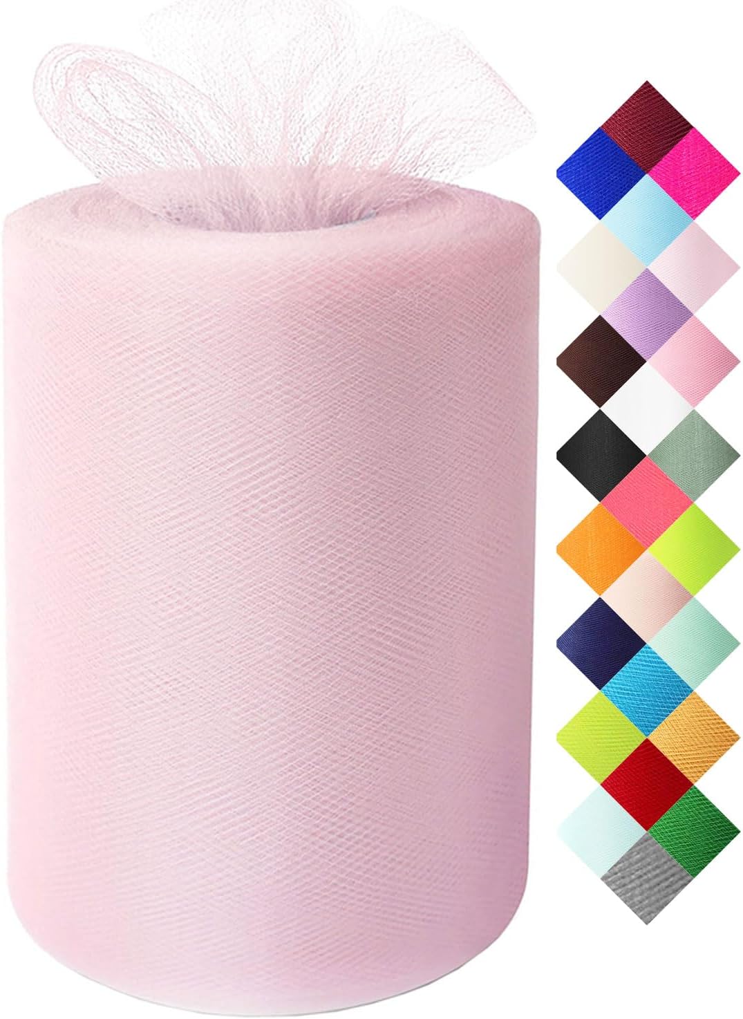 Light Pink Tulle Fabric Roll 6 Inch X 300 FT (100 Yards) Matte Tulle Ribbon Netting Mesh Spool for DIY Tutu Skirt Wedding Bow Gift Wrapping Baby Shower Christmas Party Halloween Decorations