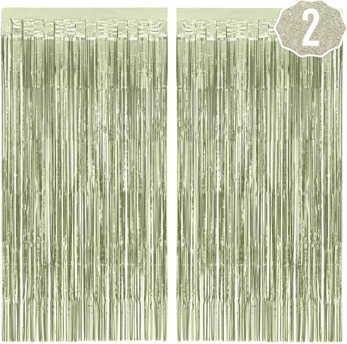 xo, Fetti Party Decorations Sage Green Foil Curtain - Set of 2 | Bachelorette Party Supplies, Cute Birthday Queen Photo Booth, Bach Martini Decor, Bridal Shower Backdrop
