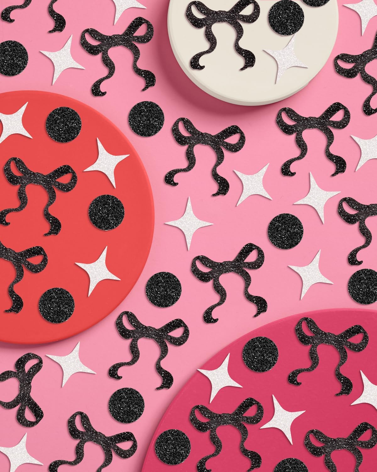 xo, Fetti Black Bow Glitter Confetti - 200 pc | Bachelorette Decorations, Birthday Table Decor, Gothic Party Supplies, Emo Shower Tablescape