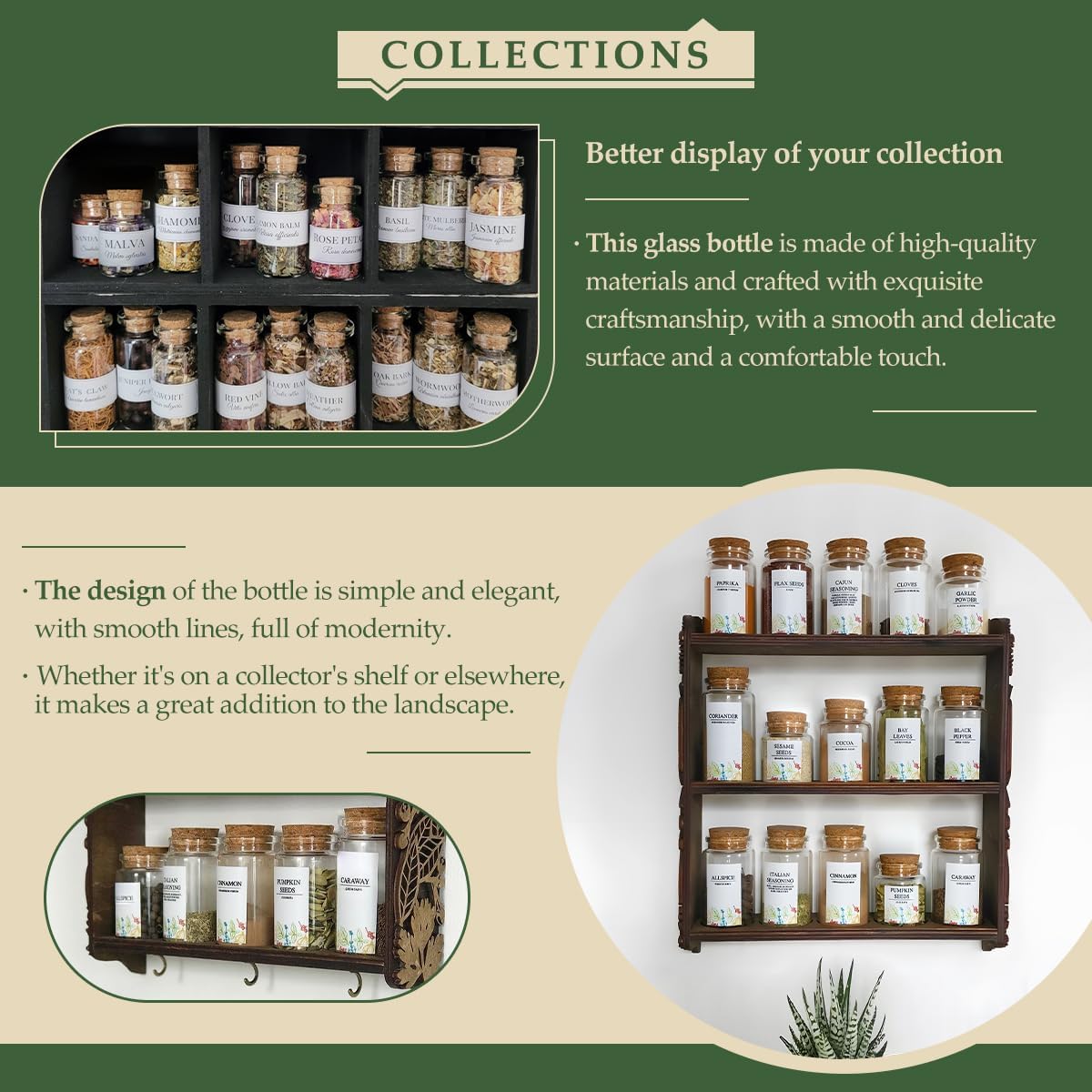 JIUYUE 40 pcs 20 ml Glass Bottle with Cork,Small Craft Jars(0.67 oz-1.45x1.57 inch)