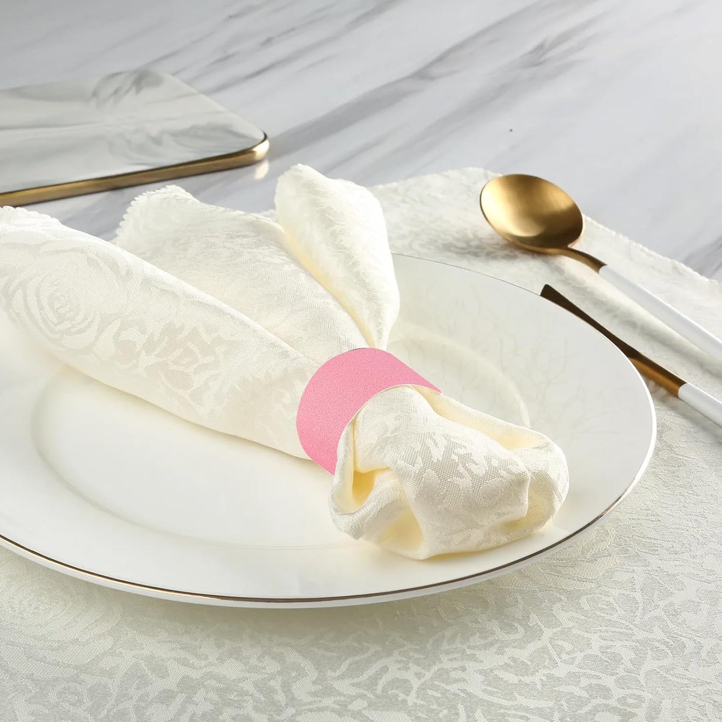 Germiwipe Paper Napkin Band Box of 500,Napkin Rings Self Adhesive,Silverware Wraps Bands (Pink, Pink-500pcs)