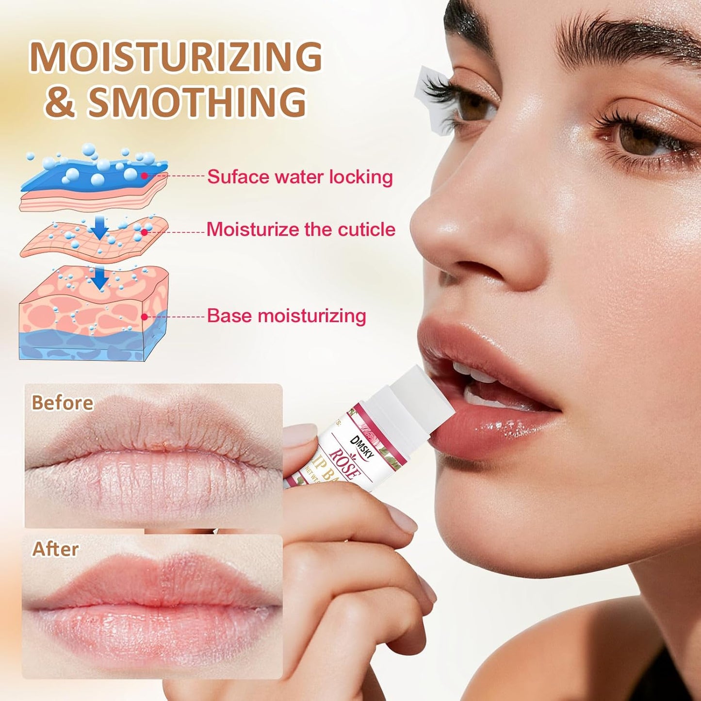 DMSKY Mini Lip Balm 60 Pack, Natural Lip Balm Bulk with Vitamin E and Coconut Oil, Moisturizing Lip Balms for Dry Cracked lips - 10 Flavors