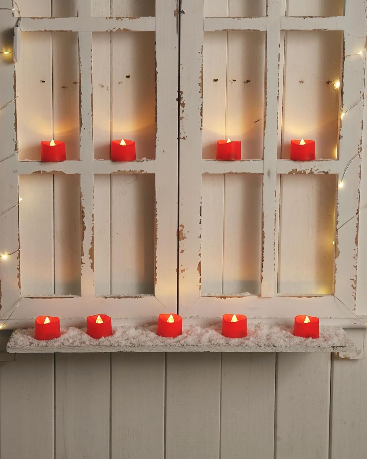 Homemory Red Tea Lights Candles Battery Operated, 200+Hour Flameless Flickering Fake Electric LED Colored Tealights Candles for Party, Wedding, Anniversary, Halloween, Christmas, 12-Pack