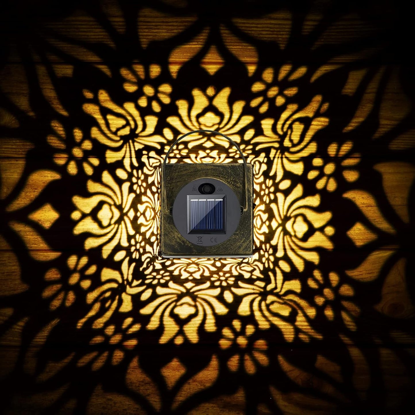 2 Pack Bronze Solar Lanterns - Waterproof Metal Hanging Solar Lights Outdoor Decorative, Solar Powered LED Lamp for Patio Tabletop Porch Deck Yard Garden Decor for Outside (Rose)