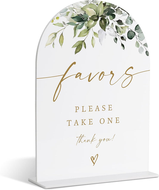 Please Take One Sign, Gift Table Sign, Greenery Gold Bridal Shower Decorations, Wedding Signs for Ceremony and Reception, Engagement Decor, Wedding Table Acrylic Decor, Bachelorette Party Favors - 31