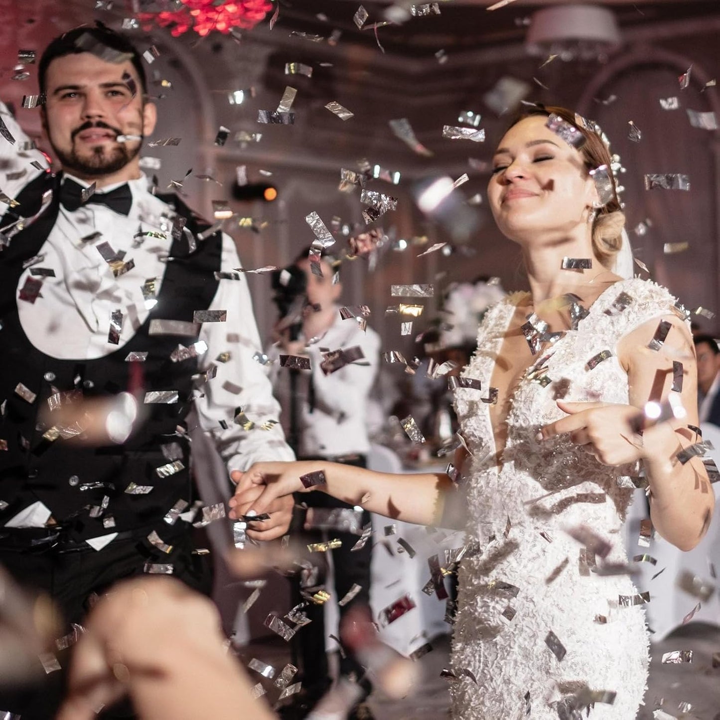 6 Pack Silver Confetti Poppers, 12 Inch Confetti Cannon Party Poppers Shooters for Birthday, Wedding, Graduation, Anniversary, Parties, Christmas, New Year's Eve