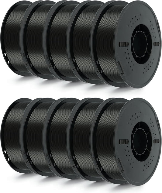 Kingroon 10KG Black PLA Filament 1.75mm 3D Printer Filament Pla Filament Dimensional Accuracy +/- 0.02mm, Fit Most FDM Printer, 1KG X 10 Spools