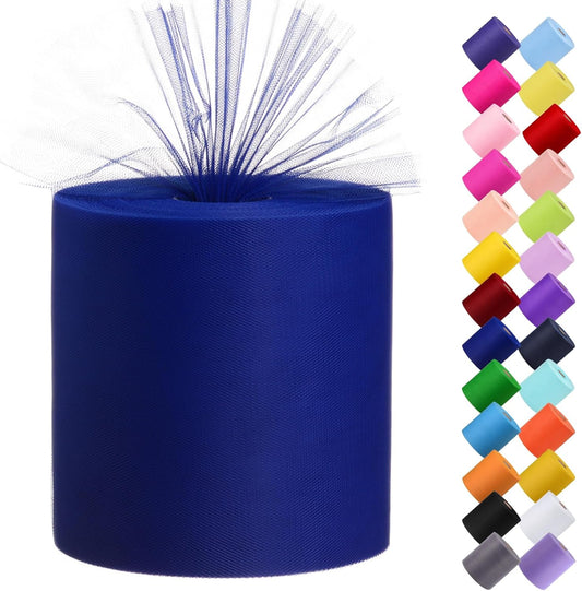 Tulle Fabric Roll, 6” by 200 Yards (600FT) Tulle Organza Fabric Spool for DIY Tutu Skirt Baby Shower Decor Wedding Backdrop Crafts Birthday Party Supplies (Royal Blue)