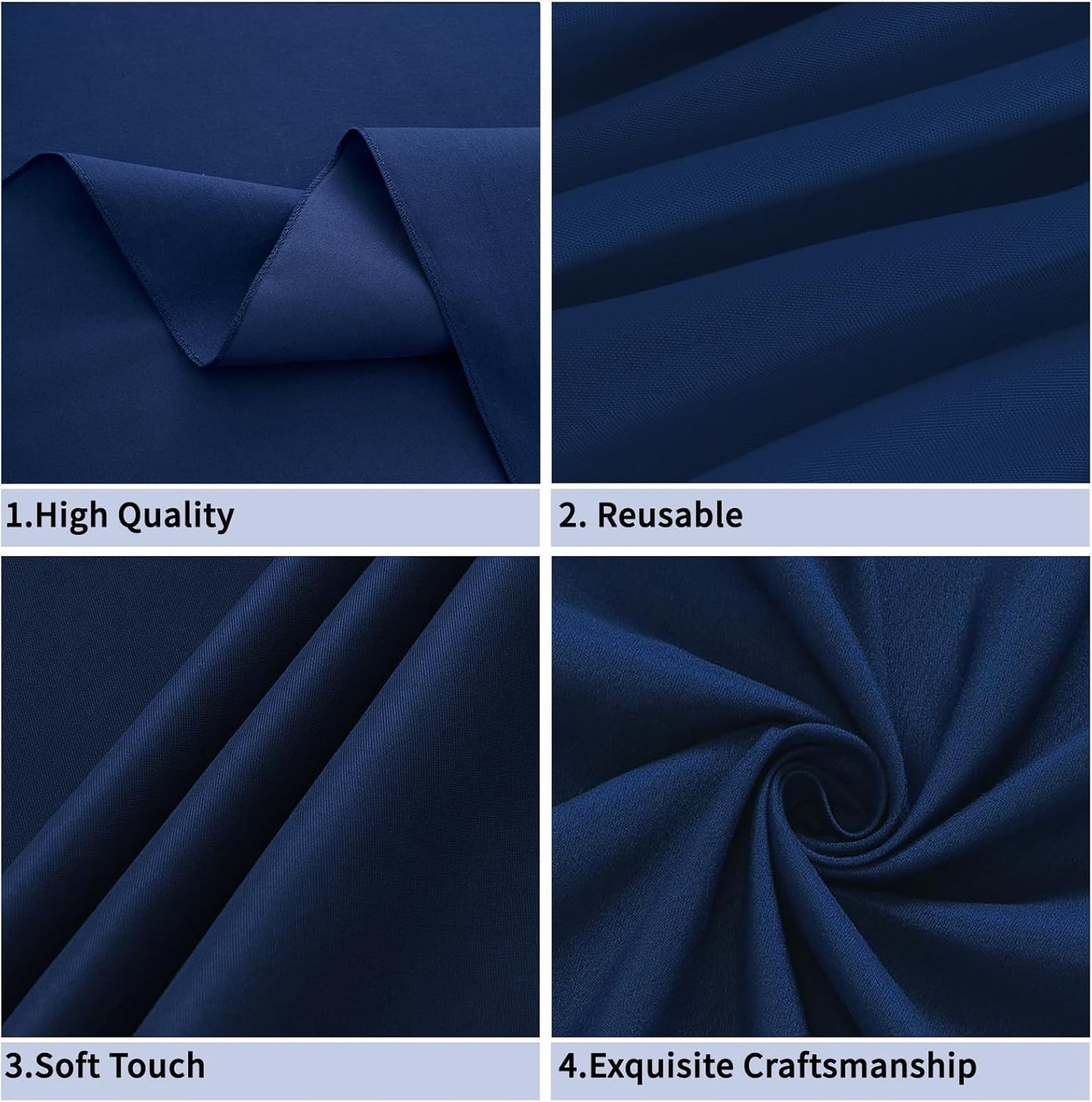 Navy Blue 6 Pack Polyester Table Cloth 60 x 84 Inch, Rectangle Tablecloths for 6 Foot Tables Washable Table Cloth for Party Wedding