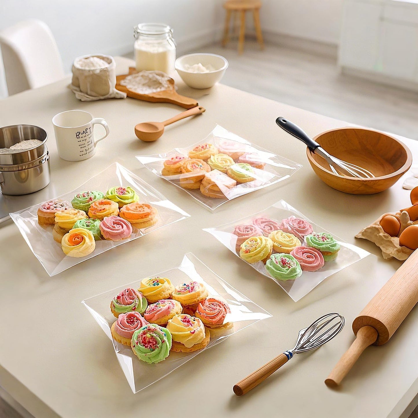 PigPotParty 6"x9" Cellophane Cookie Bags Self Sealing, 200 Pcs Clear Plastic Treat Individual Cookie Bags with seal, Perfect for Goodies, Party Favors, Snacks, Gift Wrapping