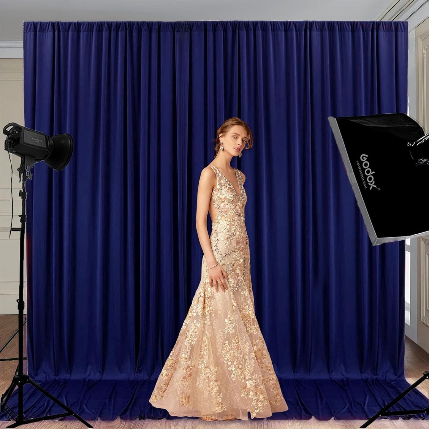 10 x 7 Feet Royal Blue Backdrop Curtain for Partie, Background Curtains for Photoshoot, Birthday, Wedding, Halloween, Thanksgiving, Christmas Day, New Year Party Decorations 5Ft x 7Ft, 2 Panels