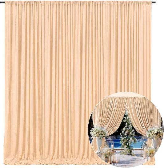 10 x 7 Feet Champagne Backdrop Curtain for Partie, Background Curtains for Photoshoot, Birthday, Wedding, Halloween, Thanksgiving, Christmas Day, New Year Party Decorations 5Ft x 7Ft, 2 Panels