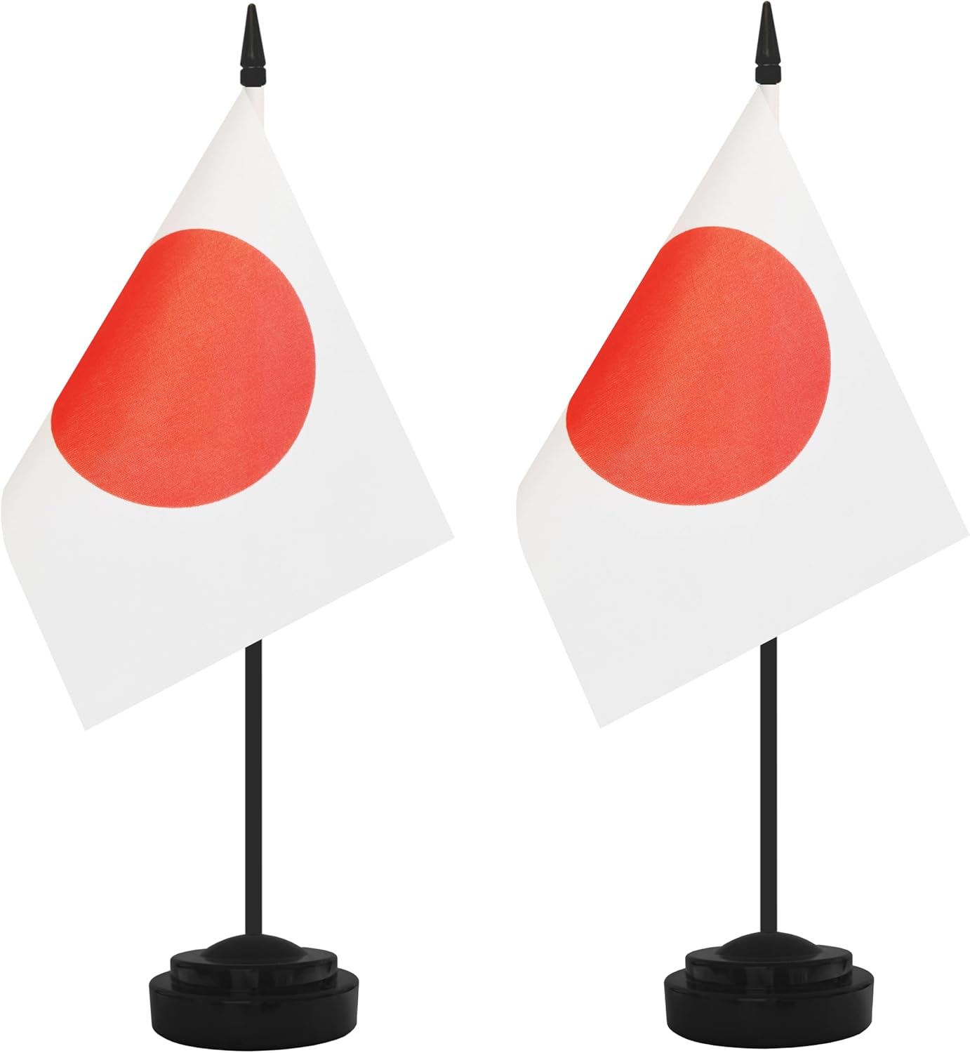 2 Pack Japan Desk Flag Set, Japanese Desktop Small Miniature Table Office Flag with 12" Black Pole and Black Base, Offices, Classroom, Home, Festival Decoration (Japan)