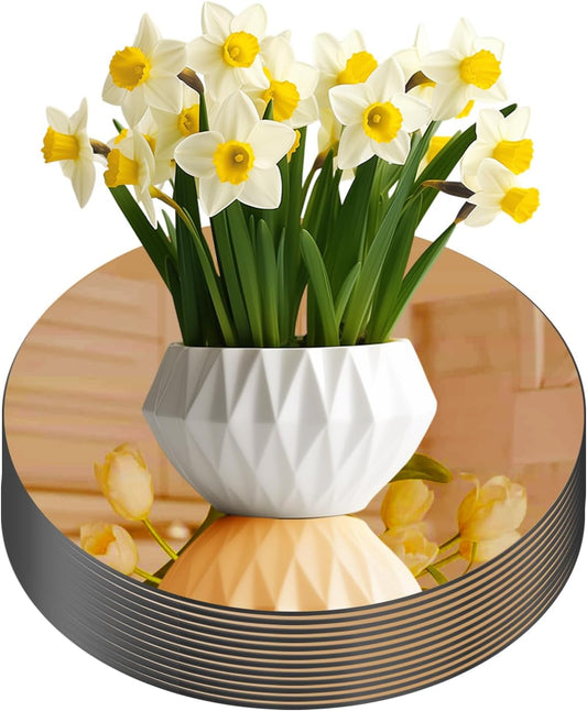 Glass Round Mirror Centerpieces for Tables, Set of 12Pcs 12" Golden Mirror Tables Centerpieces, Glass Trays for Wedding Decorations, Party Decorations, Baby Shower Party