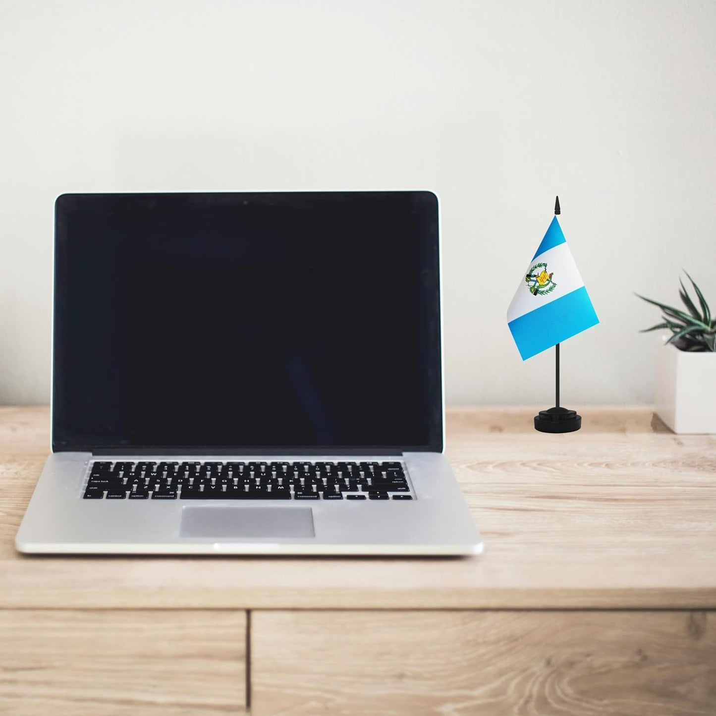 2 Pack Guatemala Desk Flag Set, Guatemalan Desktop Small Miniature Table Office Flag with 12" Black Pole and Black Base, Offices, Classroom, Home, Festival Decoration (Guatemala)