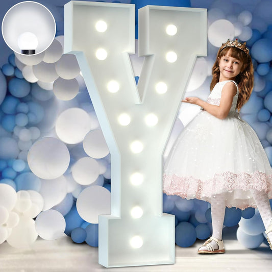 Marquee Letters 4 Feet Tall Large Light Up Letters Baby Shower Decorations Wedding Engagement Proposal White Party Decorations Marry Me Sign Big Cardboard Backdrop Y
