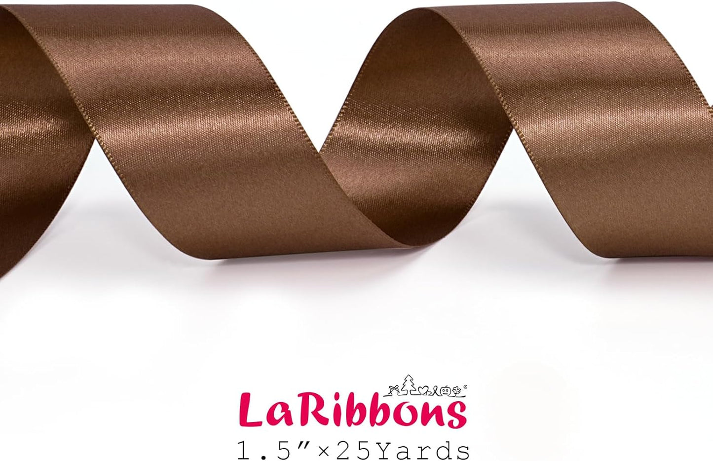 LaRibbons Brown Ribbon 1 1/2 Inch 25 Yards Luxury Double Faced Mocha Mousse Silk Ribbon for Flower Bouquet Crafts Gift Wrapping Wedding Party Decoration