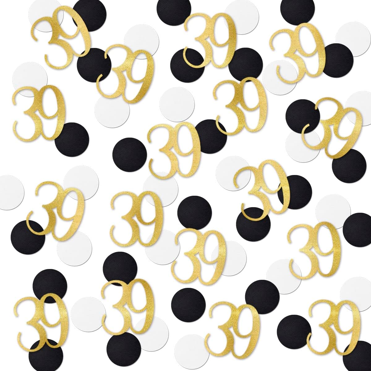 Gold Glitter 39 Confetti, 39th Birthday Number Confetti, 200pcs Anniversary Party Table Decoration Supplies