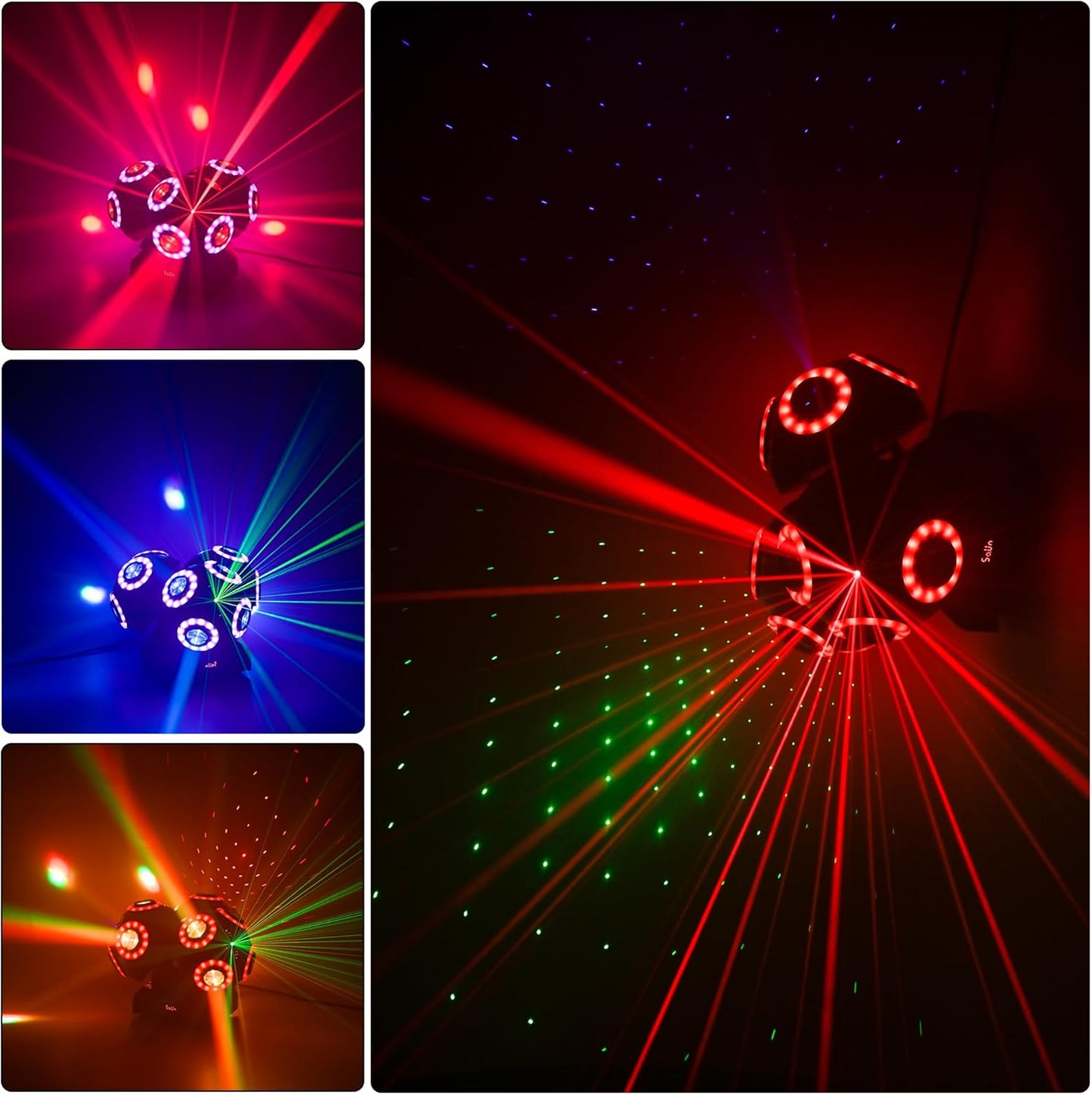 LED Moving Head DJ Light Rotating Beam Stage Lights Pin Spotlight Event Lighting Sound Control Dmx512 DJ KTV Disco Party Wedding Concert Festivals… (3Head DJ Light)