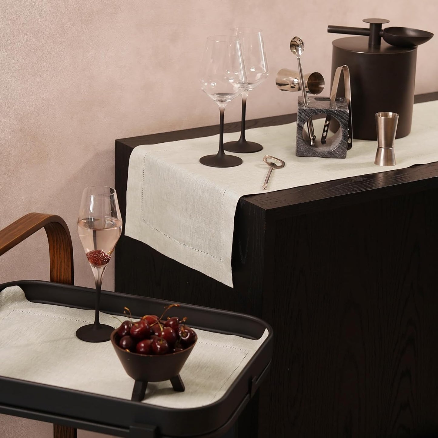 Linen Light Natural Table Runner 36 Inches - 100% Pure Linen Cloth Fabric Hemstitch Table Runner 14 x 36 Inch for Dining, Dresser, Thanksgiving, Fall Christmas - Lino