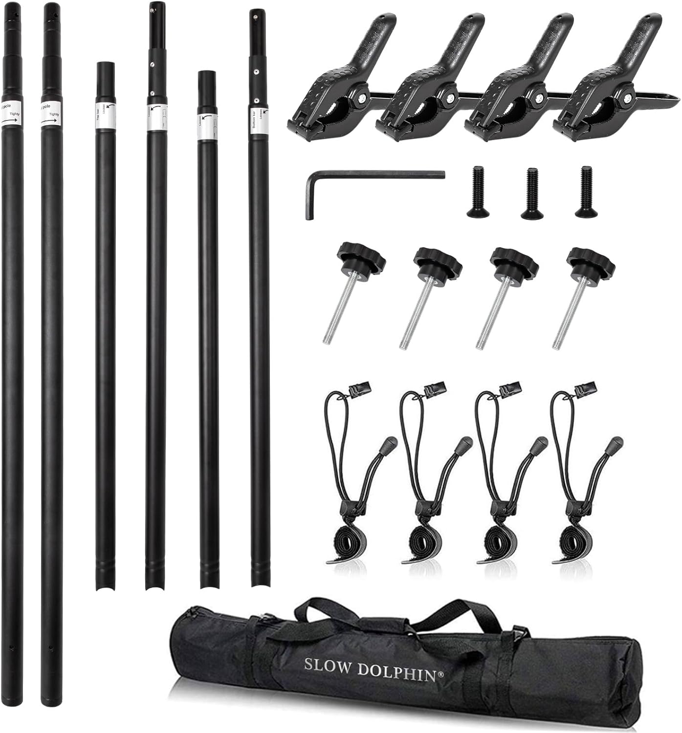 SLOW DOLPHIN Photo Backdrop Banner Stand 10 x 10 Ft Photography Background Stand with Adjustable Telescopic Tube Step and Repeat Frame Stand for Parties Wedding Photo Booth Trade Show,Carrying Bag