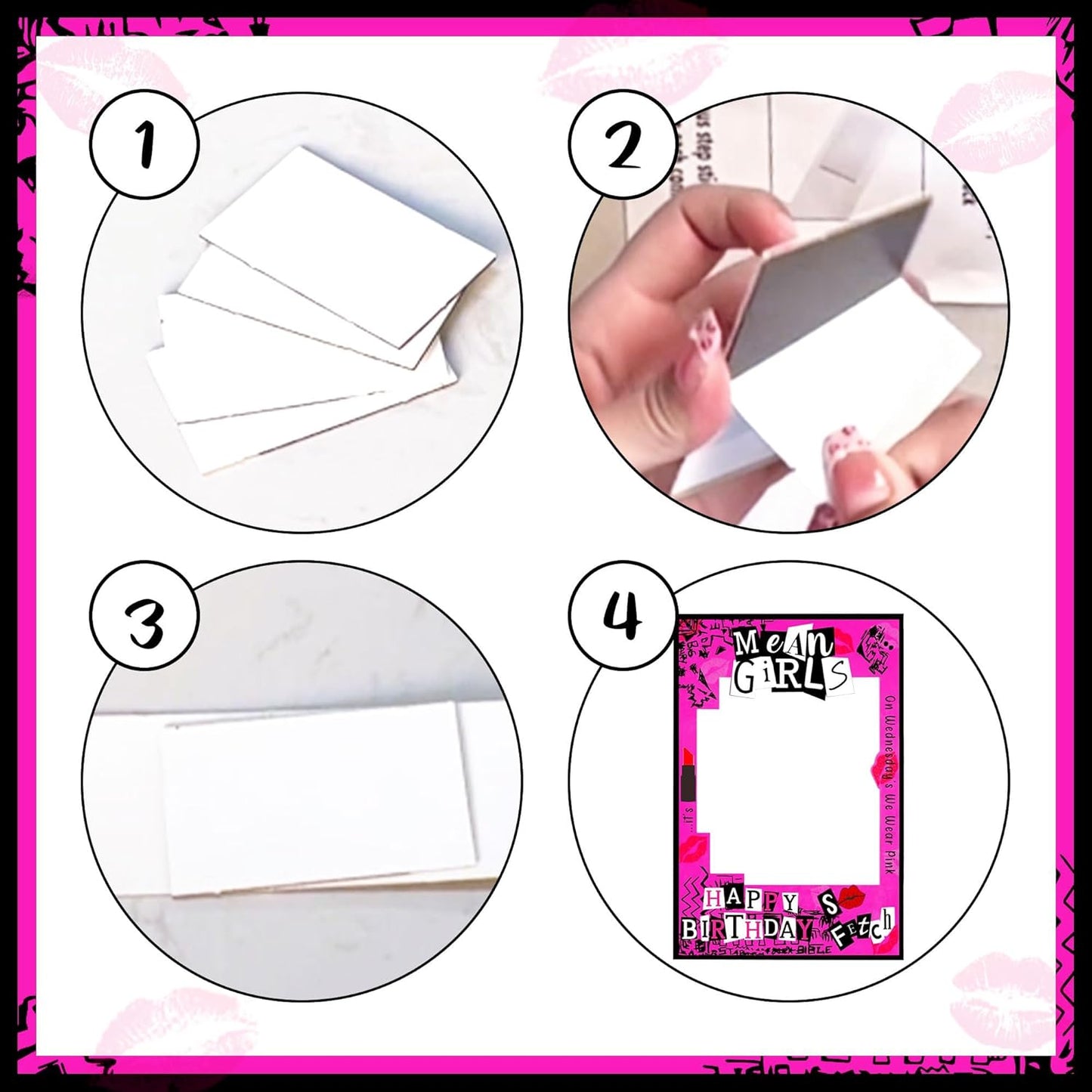 LaVenty Mean Girls Birthday Party Photo Booth Props Frame Mean Girls Party Decoration Y2k Birthday Party Decorations Hot Pink Girl Birthday Party Supplies