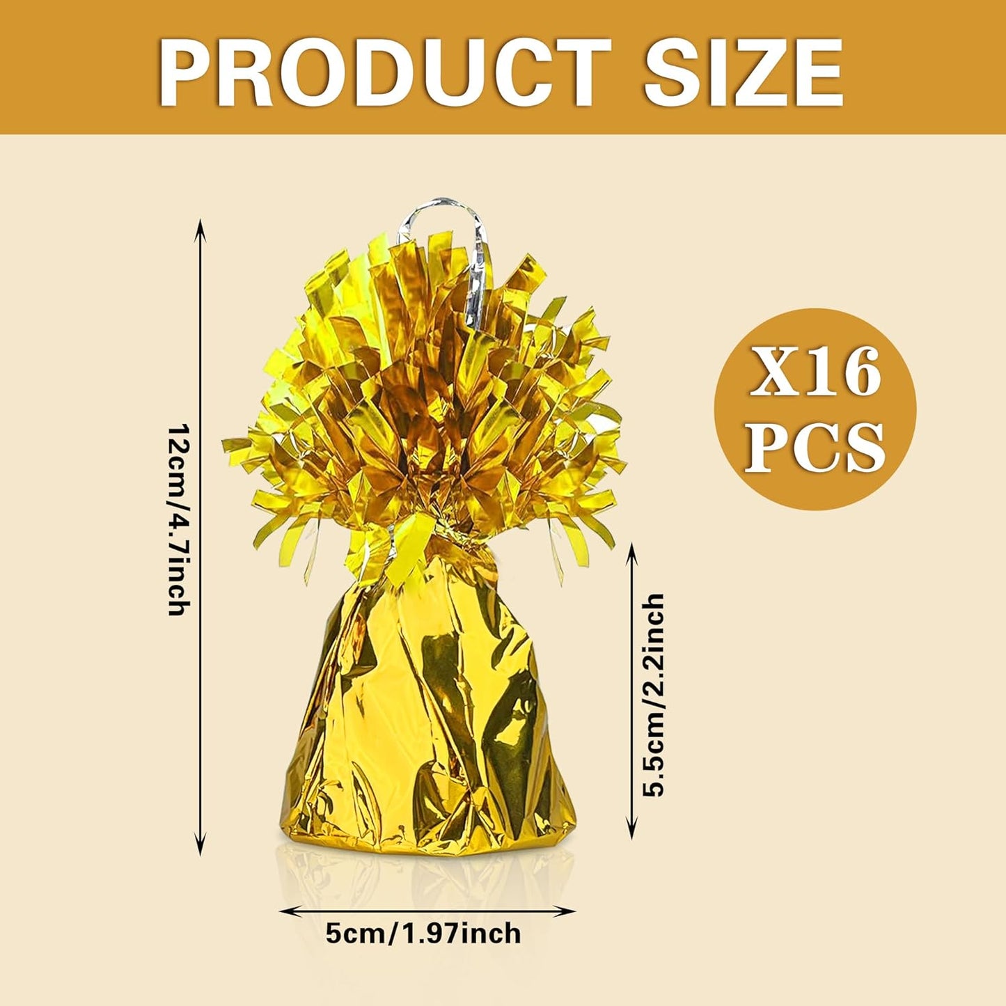 16 PCS Metallic Wrapped Balloon Weights Gold Heavy Balloon Weight for Balloons Birthday Party Table Centerpiece Decorations (Gold)