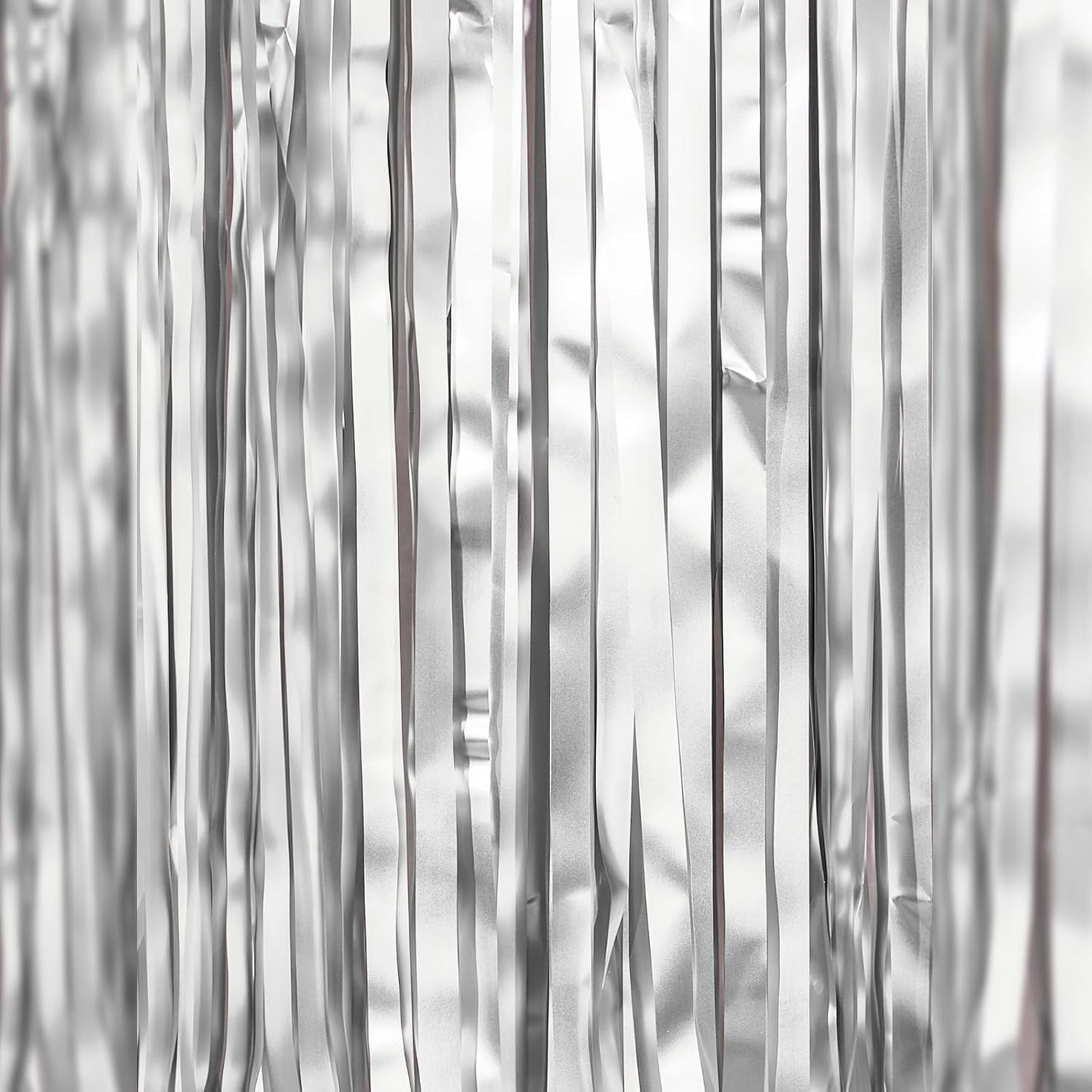 ParyWoo Silver Streamers 3pcs Tinsel Backdrop 8.2FT Metallic Tinsel Foil Fringe Streamer Curtains Party Photo Booth Backdrop for Graduation Baby Shower Bachelorette Wedding Disco Party Decorations