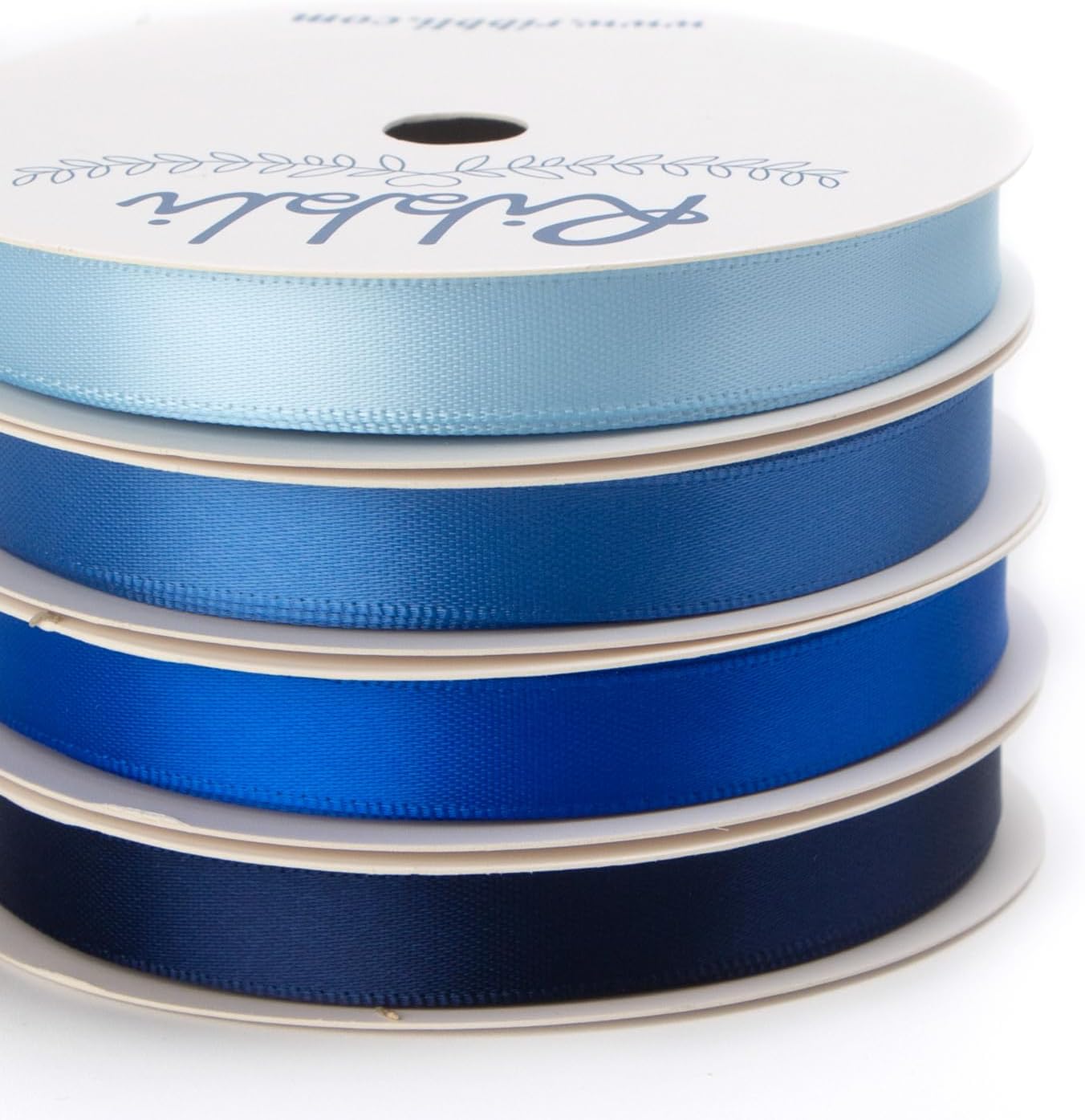 Ribbli Blue Satin Ribbon 3/8 Inch x 4 Rolls Total 40 Yards- Baby Blue/Royal Blue/Electric Blue/Navy Ribbon for Wrapping and Craft