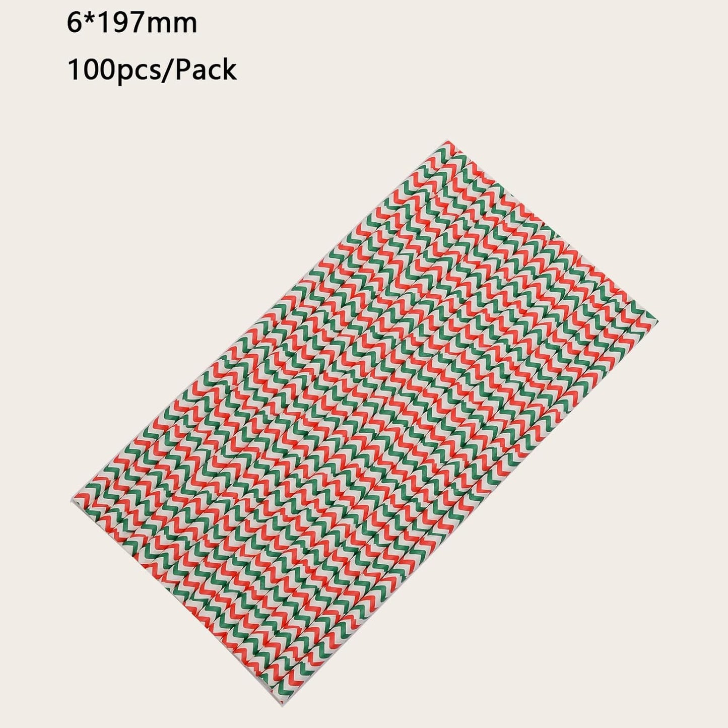 YAOSHENG Premium Disposable Waves Striped Drinking Paper Straws, Pack 100 Red and Green Waves Paper Straws for Cocktail Party Supplies,Birthday,Bridal/Baby Shower,Juice,Shakes (Red & Green Waves)