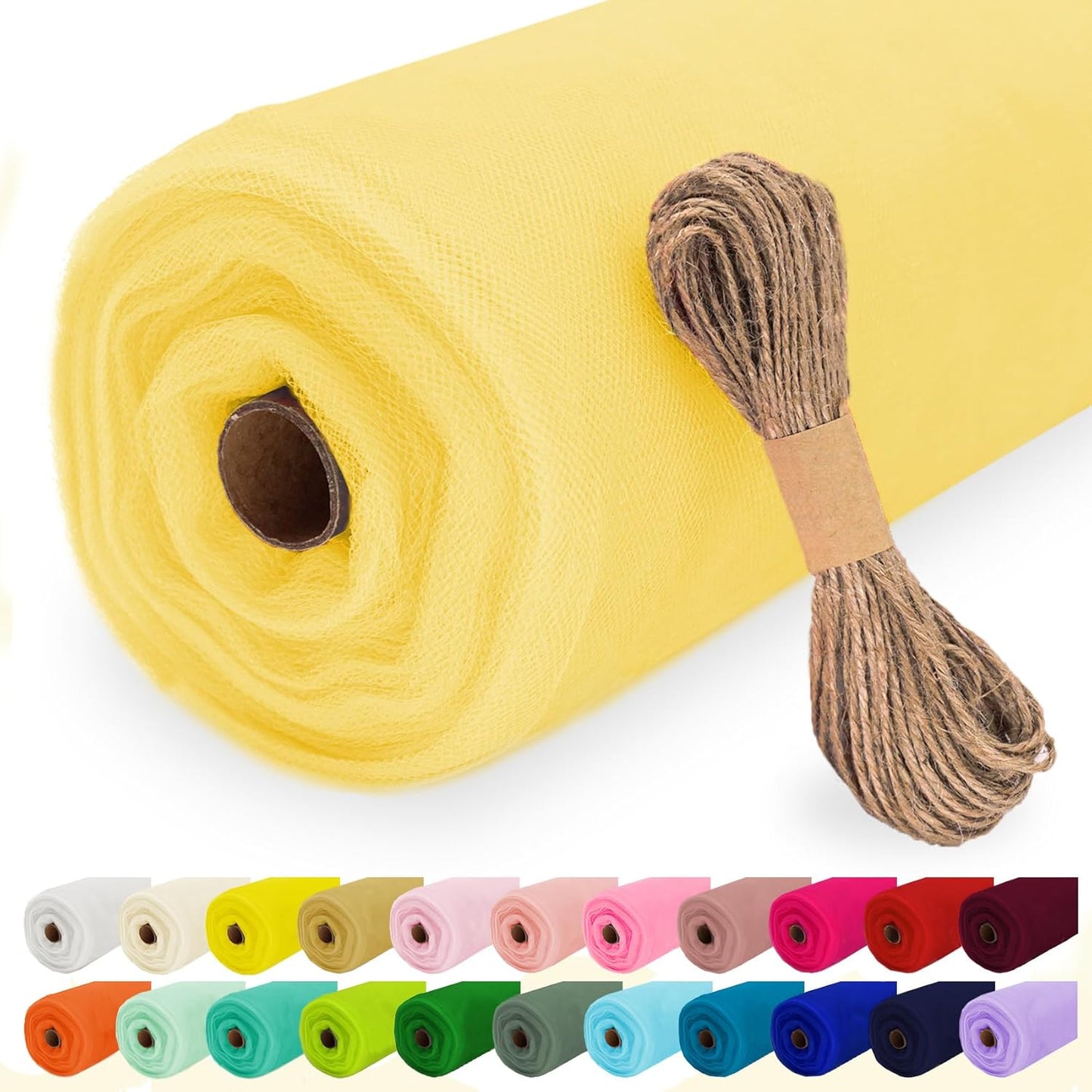 Mellow Yellow Tulle Fabric Roll, 54" x 40 Yards (120FT) Tulle for Christmas Wedding Decoration DIY Tutu Party Backdrop Baby Shower Table Skirts Gift Wrapping