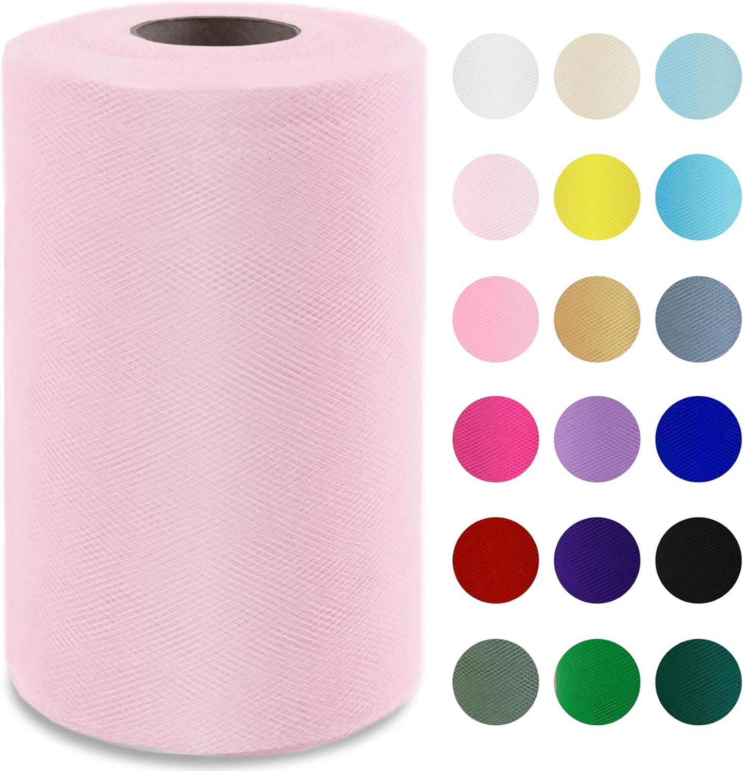 Soft Pink Tulle Fabric Roll 6" by 100 Yards (300 ft) Soft Tulle Spool for DIY Crafting Favor Supplies, Tutus, Wedding, Party Decorations, Gift Wrapping