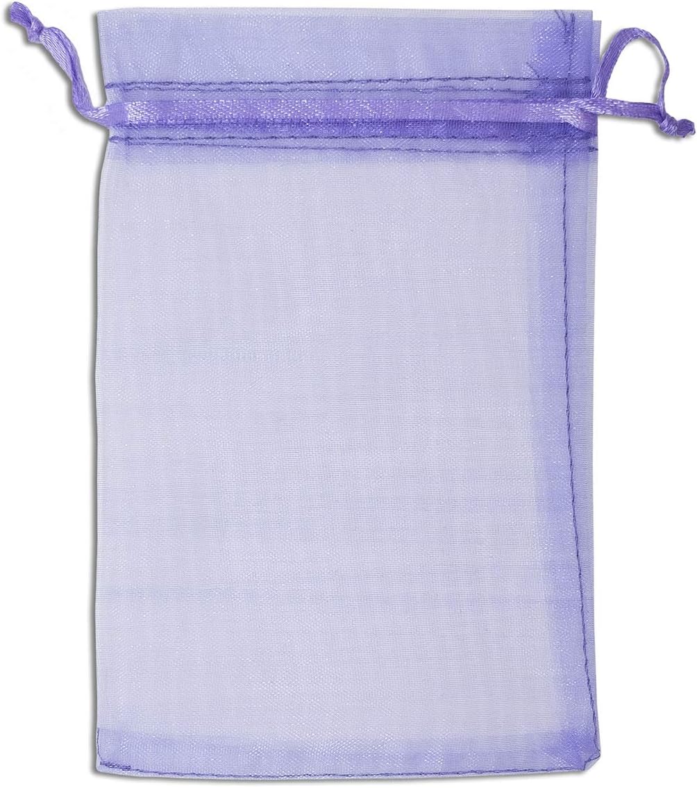 TheDisplayGuys 48-Pack 4x6 Lavender Sheer Organza Gift Bags with Drawstring, Jewelry Candy Treat Wedding Party Favors Mesh Pouch