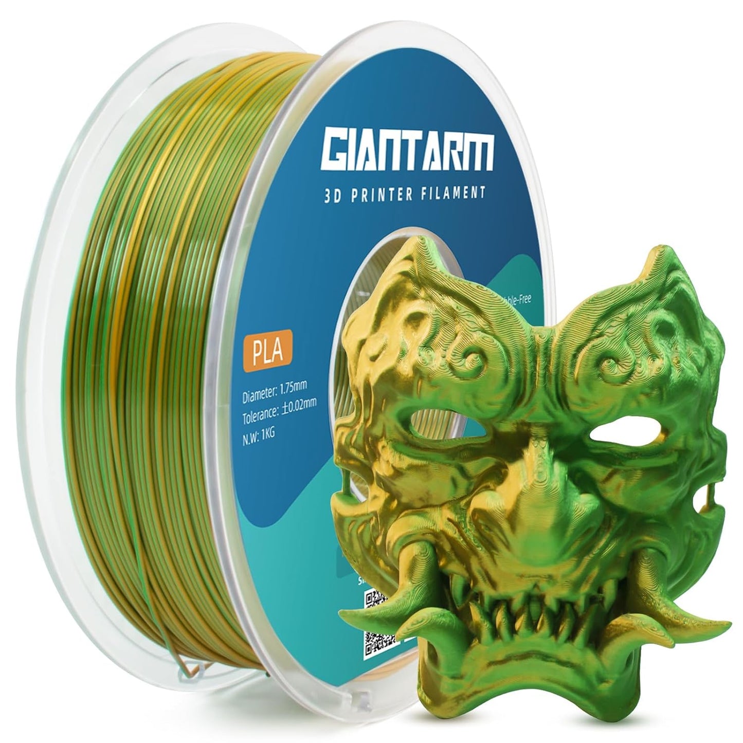 GIANTARM Dual Color PLA Filament, Silk PLA Filament 1.75mm +/-0.02mm,1KG Spool(2.2lbs) Vacuum Packaging, 3D Printing Filaments Fit Most FDM Printer