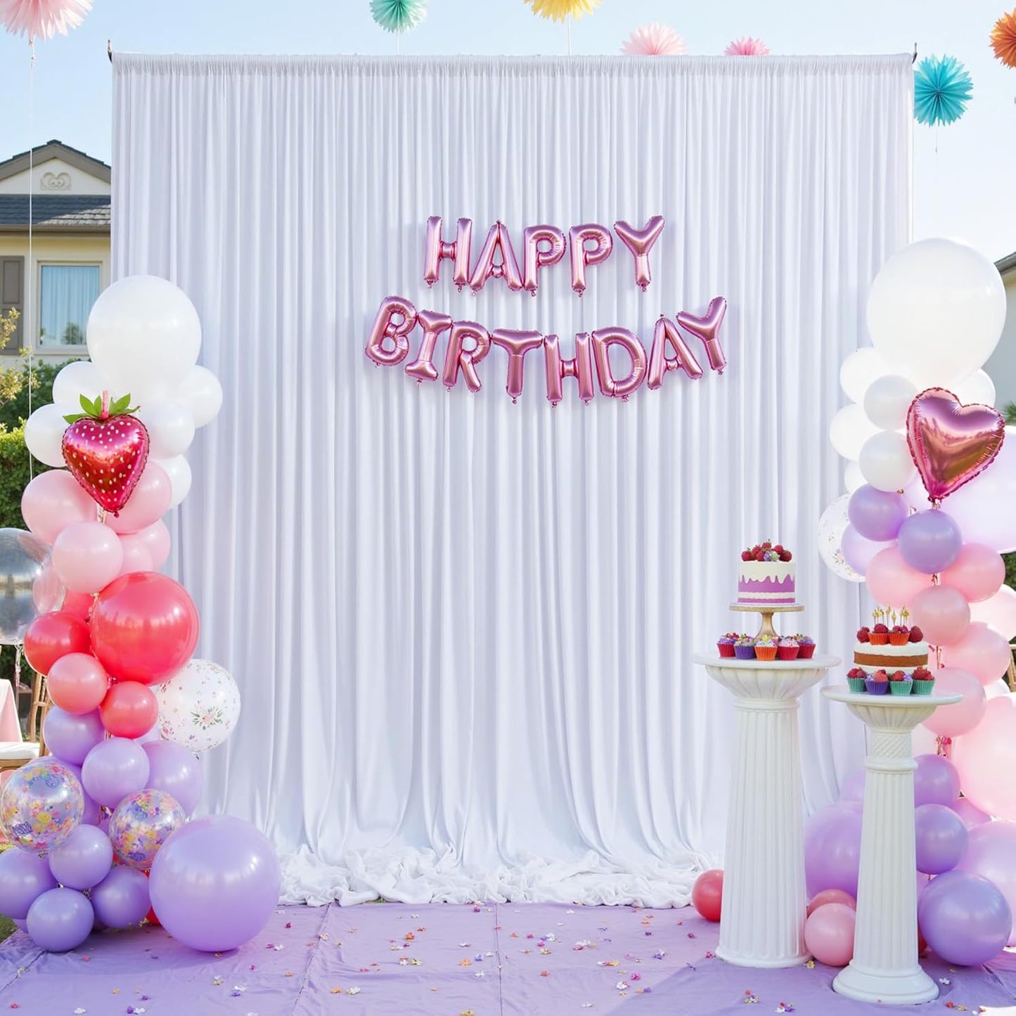 30×12 ft White Wrinkle Free Backdrop Curtain, Soft Silky Easy to Drape Wedding Drapes for Backdrop, 6 Panels 12ft Long Backdrop Curtains for Parties Birthday Baby Shower Photo Photography Backgrounds